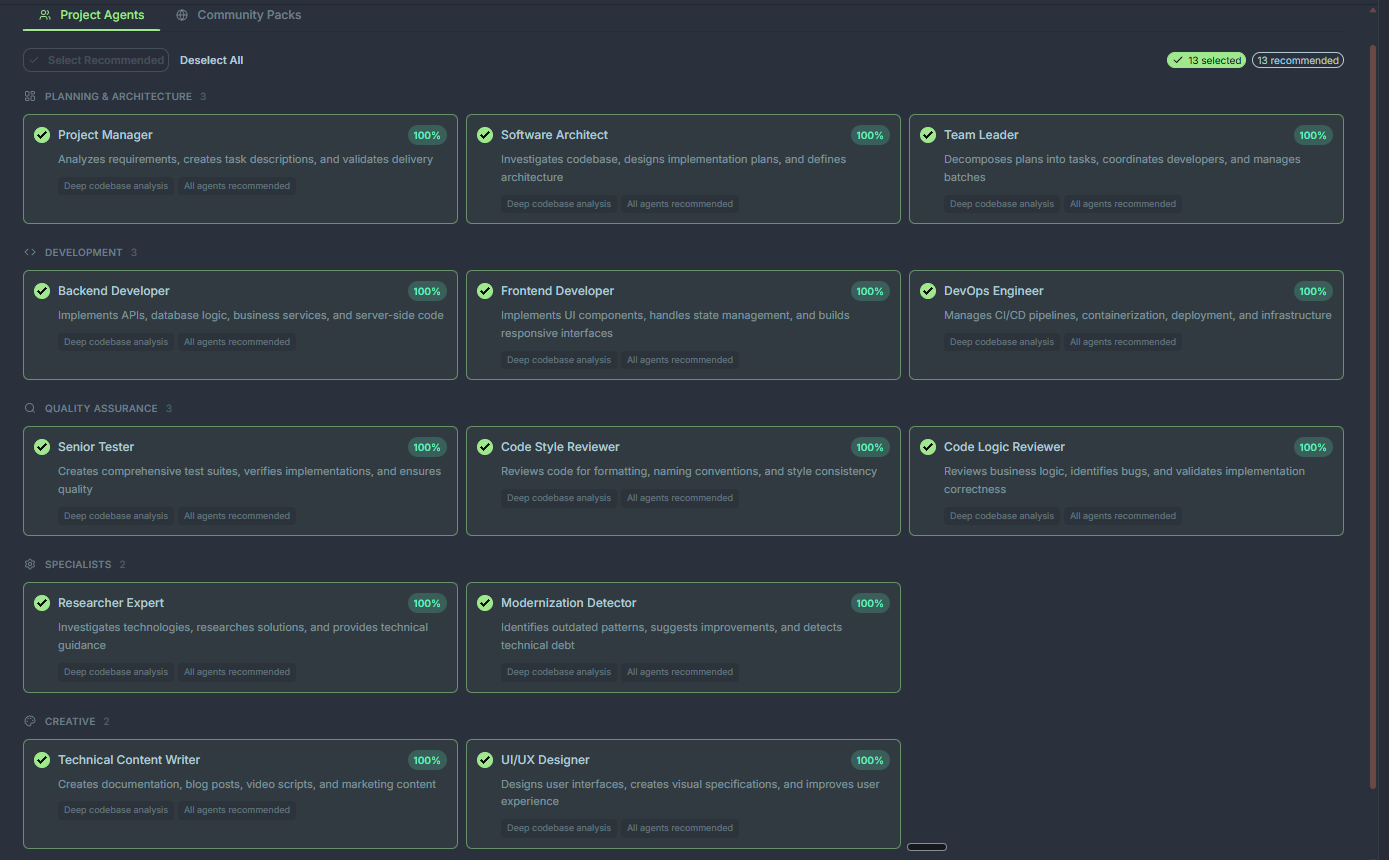 Built-in agents catalog