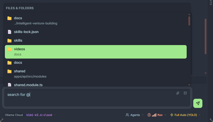 Unified @ suggestions dropdown