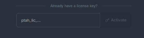 License activation panel